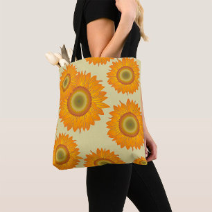 Retro 70er Jahre Gelbes Sonnenblumen-Blumenmuster Tasche