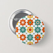 Retro 70er Jahre Geometrisches Flower Power Boho Button (Vorne & Hinten)