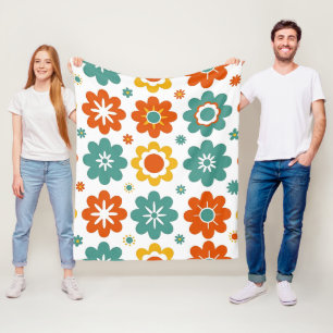 Retro 70er Jahre Geometrisches Flower Power Boho Fleecedecke