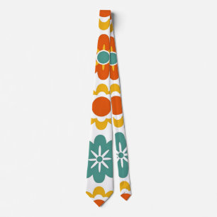 Retro 70er Jahre Geometrisches Flower Power Boho Krawatte