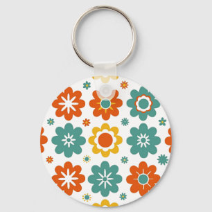 Retro 70er Jahre Geometrisches Flower Power Boho Schlüsselanhänger