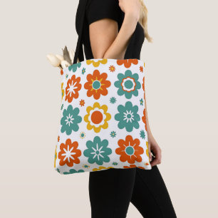 Retro 70er Jahre Geometrisches Flower Power Boho Tasche