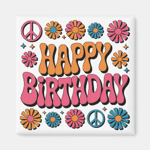 Retro 70er Jahre Groovy Alles Gute zum Geburtstag  Magnet