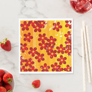Retro-70er-Jahre Groovy-Blumenmuster Serviette