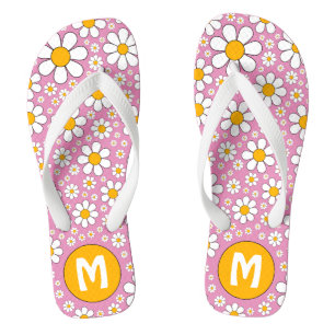 Retro 70er Jahre Groovy Floral Personalized Badesandalen