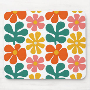 Retro 70er Jahre Groovy Folk Art Blumenmuster Mousepad