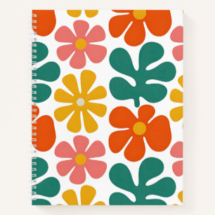 Retro 70er Jahre Groovy Folk Art Blumenmuster Notizblock