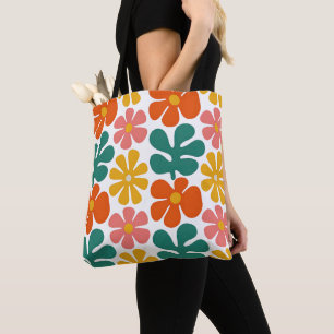 Retro 70er Jahre Groovy Folk Art Blumenmuster Tasche