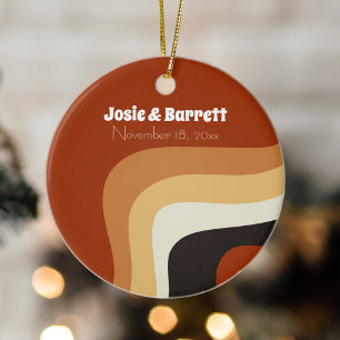 Retro 70er Jahre Groovy Hochzeitspaar Foto Weihnac Keramik Ornament