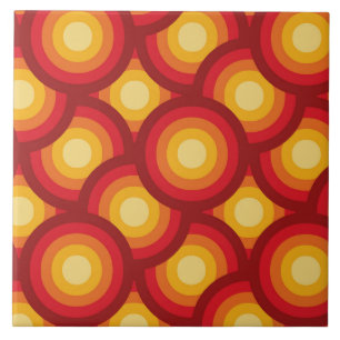Retro-70er-Jahre Groovy-Kreismuster  Fliese