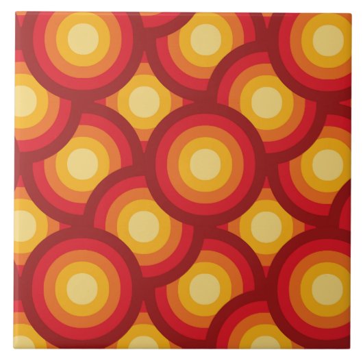 Retro-70er-Jahre Groovy-Kreismuster Fliese (Vorderseite)