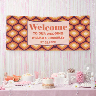 Retro 70er Jahre Groovy Siebziger Orange Hochzeit Banner