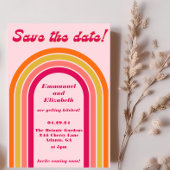 Retro 70er Jahre Hot Pink, Orange & Gelb Save The Date