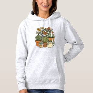 Retro 70er Jahre Kaktus und Wildblumen Vintage-Des Hoodie