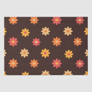 Retro 70er Jahre kleine orange gelbe rote Blumen Seidenpapier