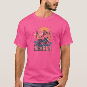 Retro 70er Jahre Mädchen Rollschuhfahren Rollschuh T-Shirt