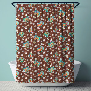 RETRO 70er Jahre Mod Daisy Floral Hippy Schmetterl Duschvorhang
