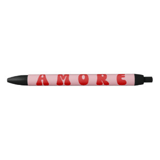 Retro 70er Jahre Rosa und Rote AMORE Bubble-Schrif Kugelschreiber
