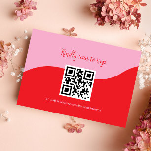 Retro 70er Jahre Rosa und Rote Neon-Hochzeits-RSVP RSVP Karte