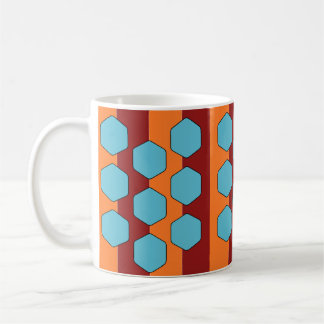 Retro 70er Jahre Rot Orange Türkis Muster Kaffeetasse