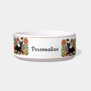 Retro 70er Jahre Schwarze Katze Florales Personali Napf