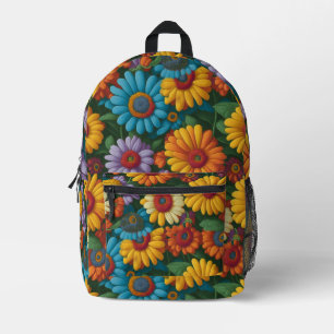 Retro 70er Jahre Stil bunte Gänseblümchen  Bedruckter Rucksack
