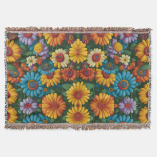 Retro 70er Jahre Stil bunte Gänseblümchen  Decke