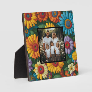 Retro-70er-Jahre-Stil farbenfrohe Blumen personali Fotoplatte