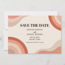 Retro 70er Jahre Terrakotta Groovy Save-the-Date-K
