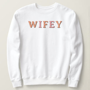 Retro 70er Jahre Themed Blush und Orange Wifey Sweatshirt