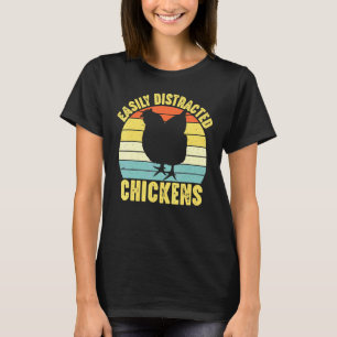 Retro 70er Jahre Vintage Leicht Ablenkbar Von Hühn T-Shirt