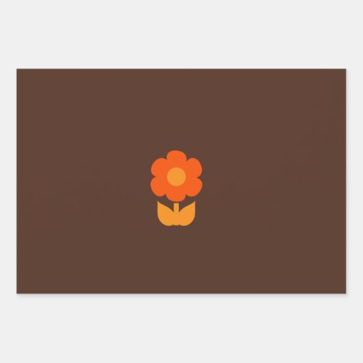 Retro 70er Jonnty Blume Muster Orange & Brown Geschenkpapier Set (Vorderseite 2)