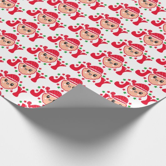 Retro 70er Joy Santa Claus Wrapping Geschenkpapier (Ecke)