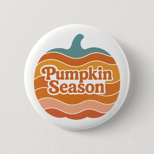 Retro 70er Kürbis-Saison Herbst Button (Vorderseite)