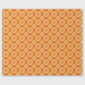 Retro 70er Linked Circles in Rot, Orange und Gelb Geschenkpapier (Flach)