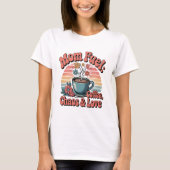 Retro 70er Mama Fuel: Kaffee, Chaos und Liebe T-Shirt (Vorderseite)