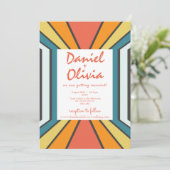 Retro-70er mit QR/Foto-Hochzeit Einladung (Stehend Vorderseite)