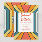 Retro-70er mit QR-Hochzeit Einladung (Vorne/Hinten)