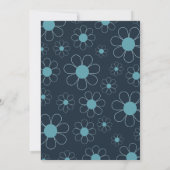 Retro 70er Mitte Jahrhundert Moderne Blue Wedding Save The Date (Rückseite)