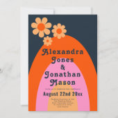 Retro 70er Moderne Hochzeit Einladung (Vorderseite)