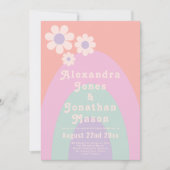 Retro 70er Moderne Pastel Wedding Einladung (Vorderseite)