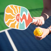 Retro-70er-Monogramm für farbenfrohe Ozeansonnenau Pickleball Schläger