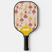 Retro 70er Mushroom Pastel Monogram Pickleball Schläger (Vorderseite)