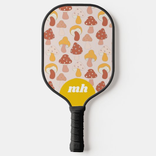 Retro 70er Mushroom Pastel Monogram Pickleball Schläger (Rückseite)