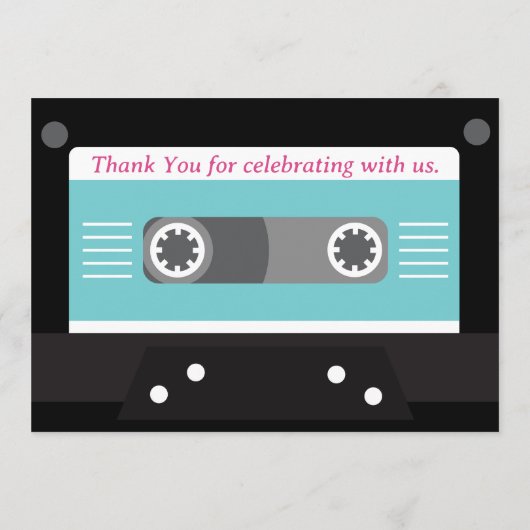 Retro 70er Music Cassette Tape Groovy Fuchsia Fun Menükarte (Rückseite)