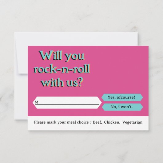 Retro 70er Music Cassette Tape Groovy Fuchsia Fun RSVP Karte (Rückseite)