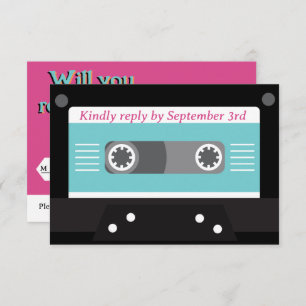 Retro 70er Music Cassette Tape Groovy Fuchsia Fun RSVP Karte