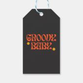 Retro 70er Mustard Orange Black Hippie Groovy Baby Geschenkanhänger (Rückseite)