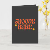Retro 70er Mustard Orange Black Hippie Groovy Baby Karte (Gelbe Blume)