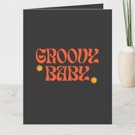 Retro 70er Mustard Orange Black Hippie Groovy Baby Karte (Vorderseite)